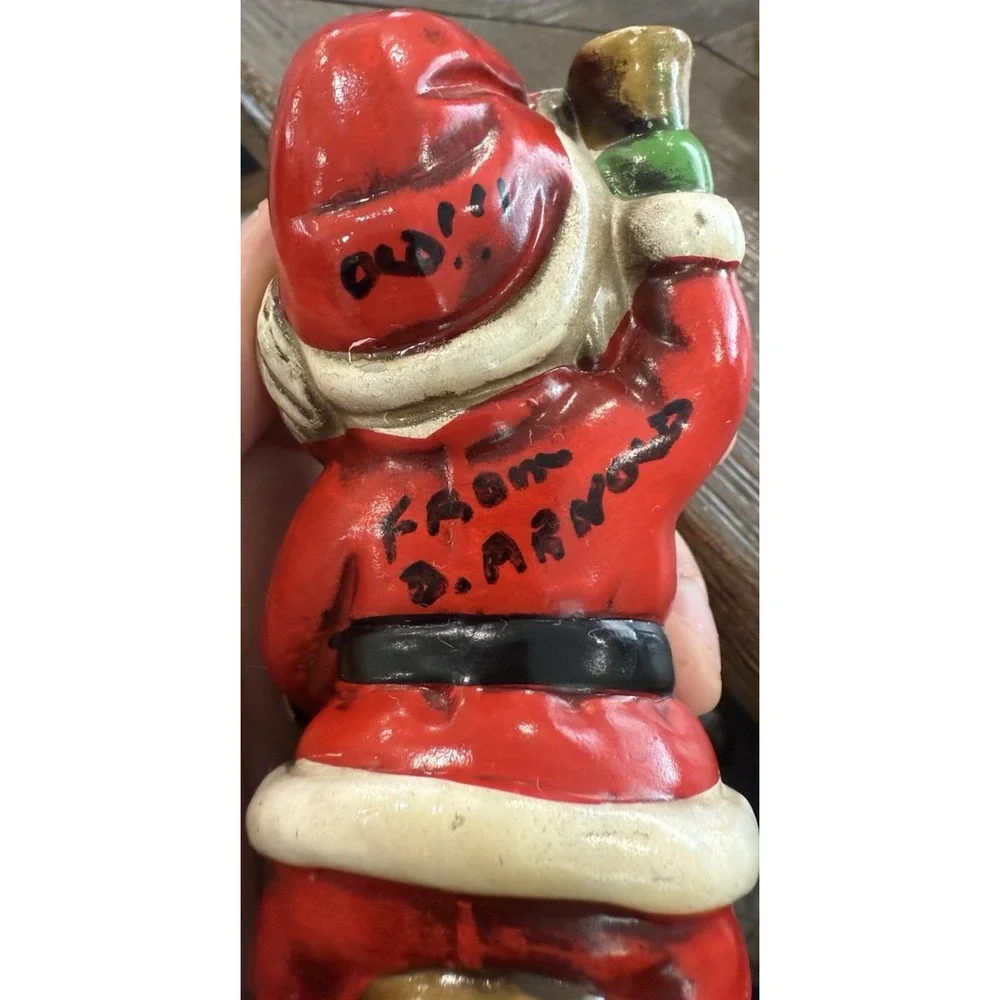 2‎ Vintage Christmas Paper Mache Santa and Elf Japan 5
